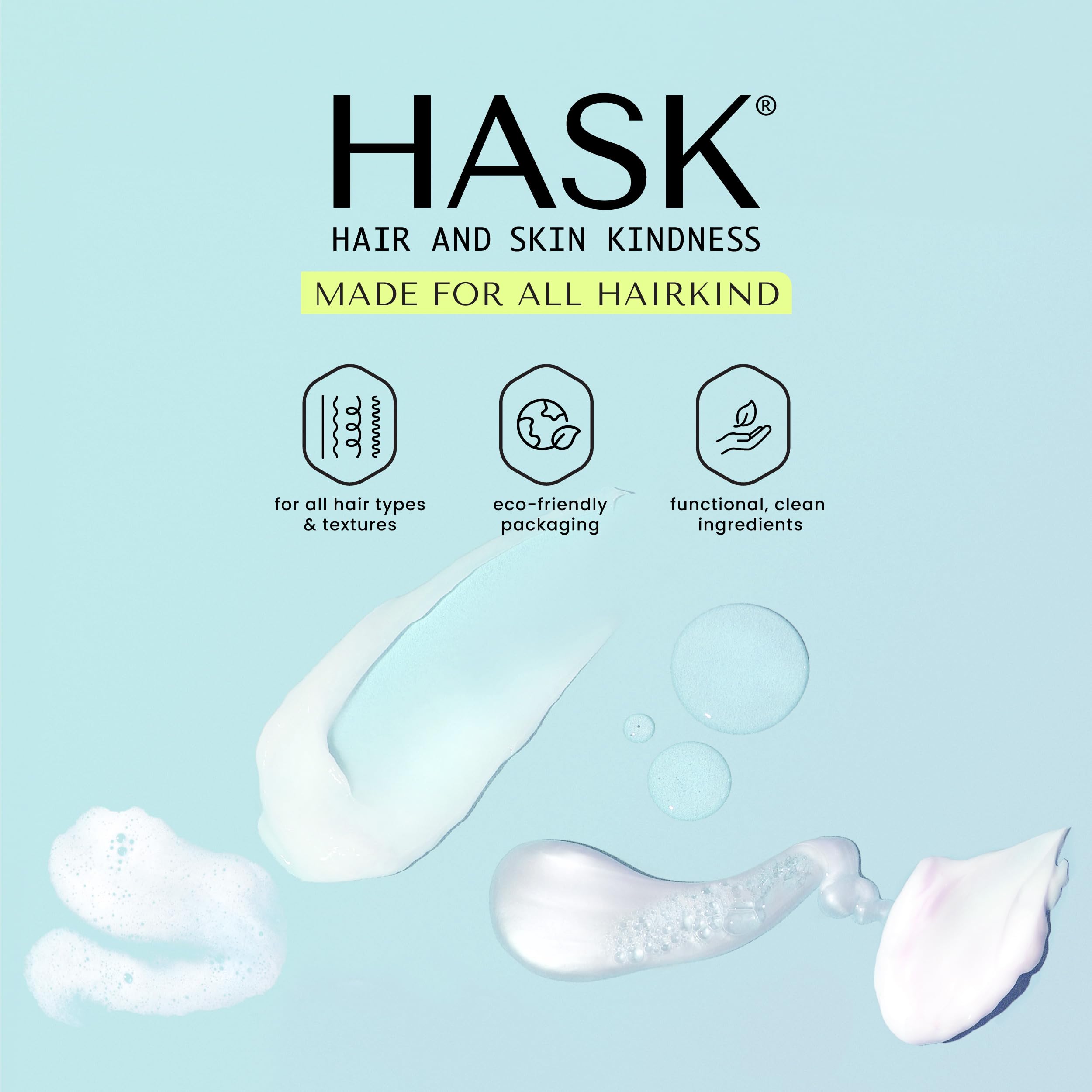 Conjunto de cuidado rubio HASK, formato 12oz listo para uso diario.