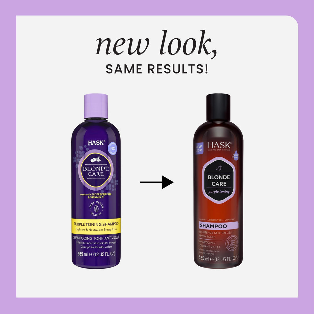 Acondicionador HASK rubio, envase en primer plano, desenreda y suaviza el cabello rubio.