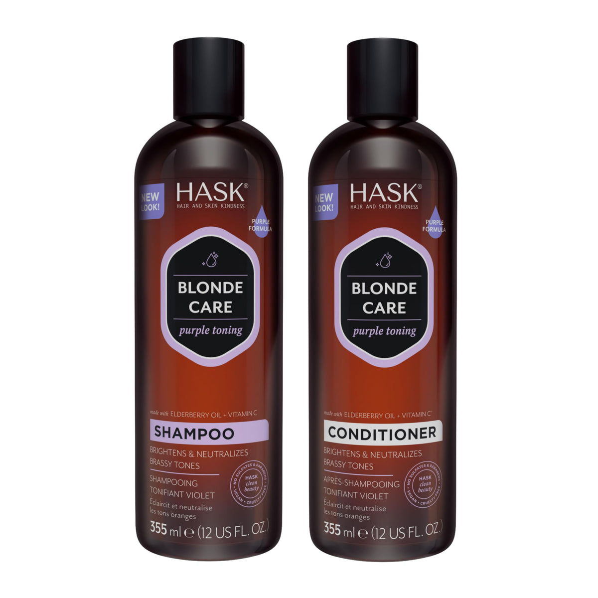 HASK champú rubio, botella visible, limpieza suave para cabello rubio.