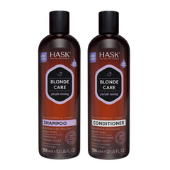 HASK champú rubio, botella visible, limpieza suave para cabello rubio.