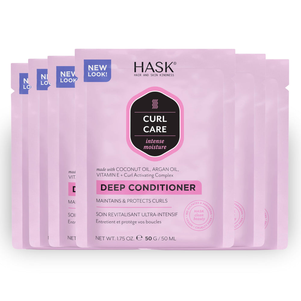 HASK Curl Care mascarilla profunda en envase define rizos con suavidad.