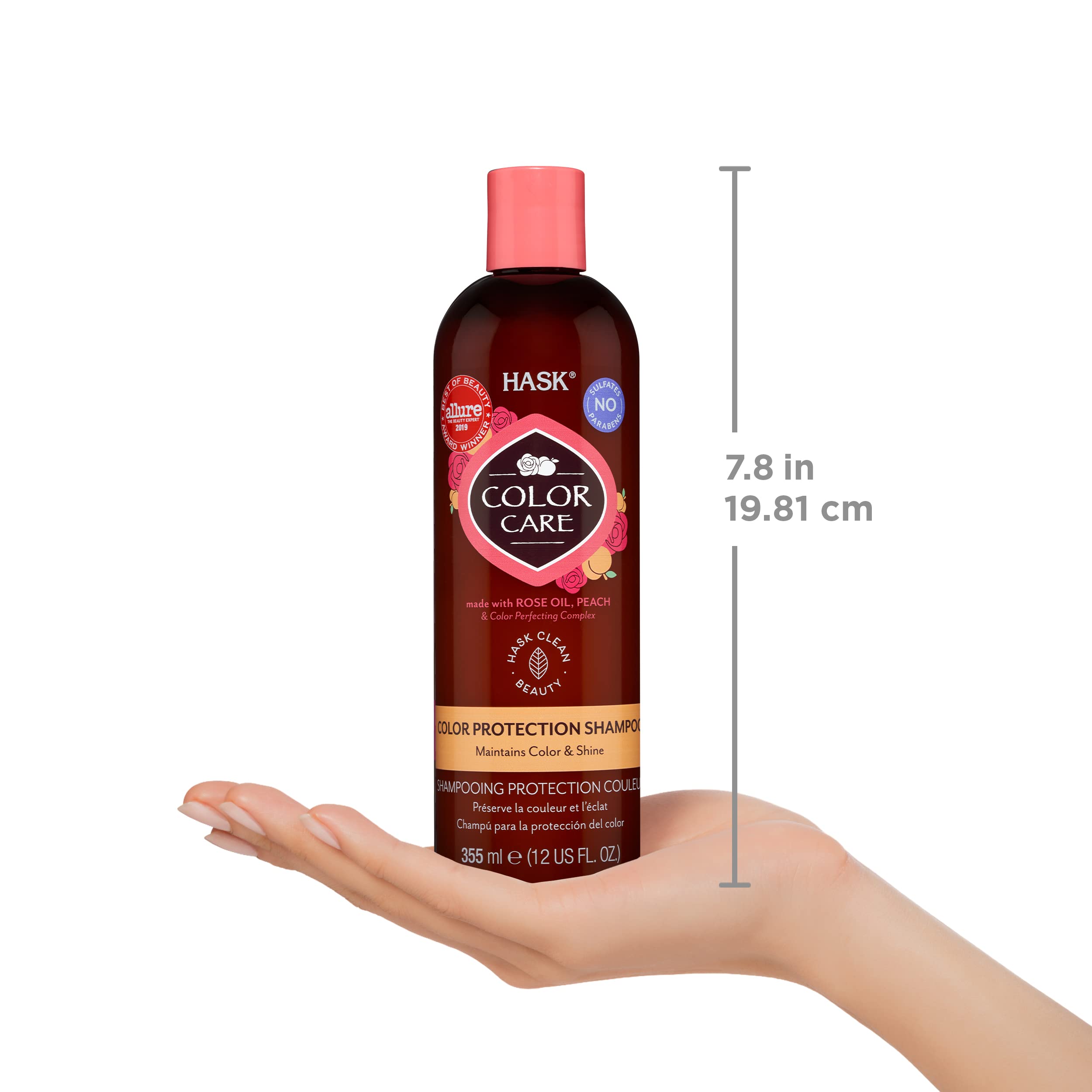 Dispensador del champú HASK con bomba facilita la dosificación.