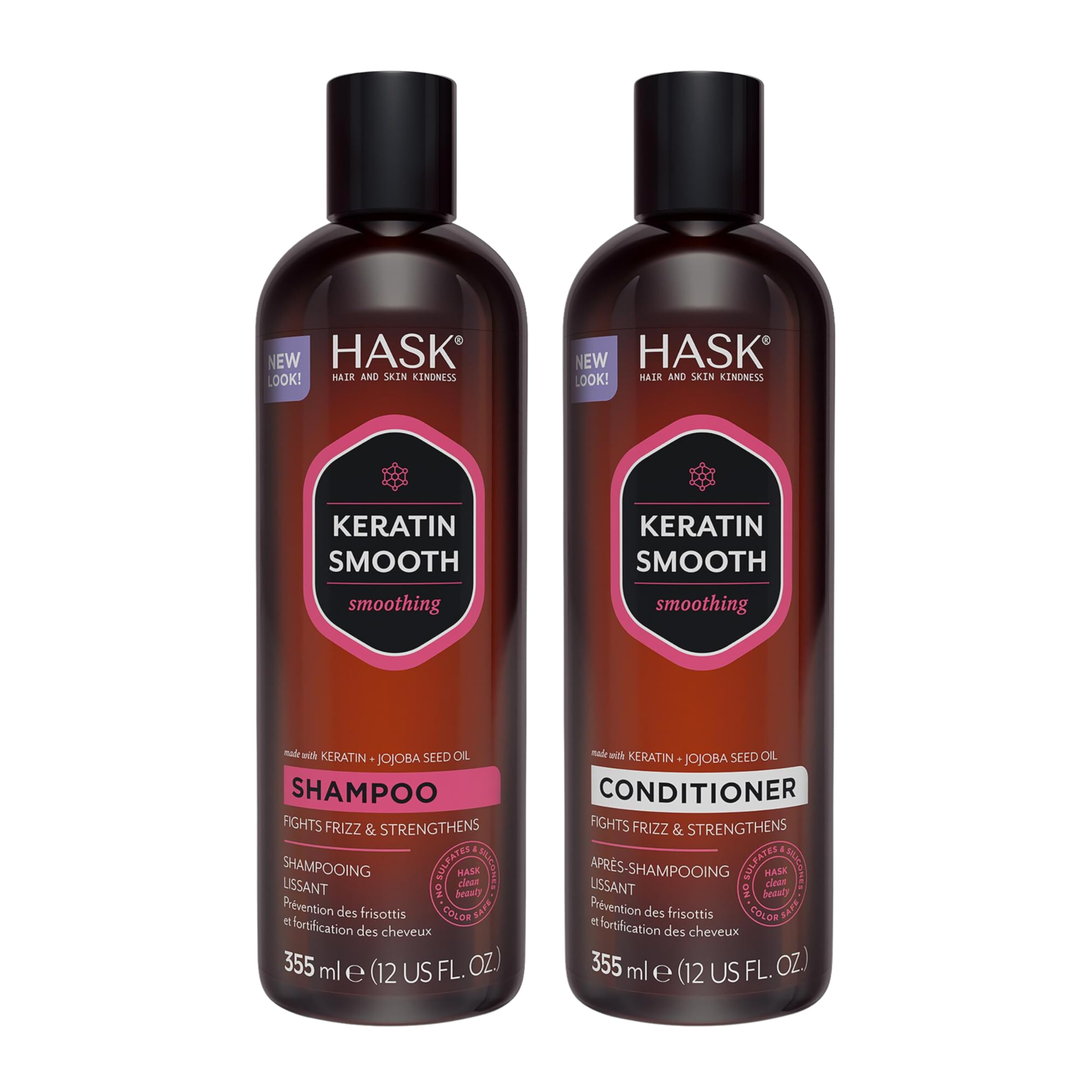 HASK Keratin Smoothing Shampoo en botella de 12 oz para cabello suave