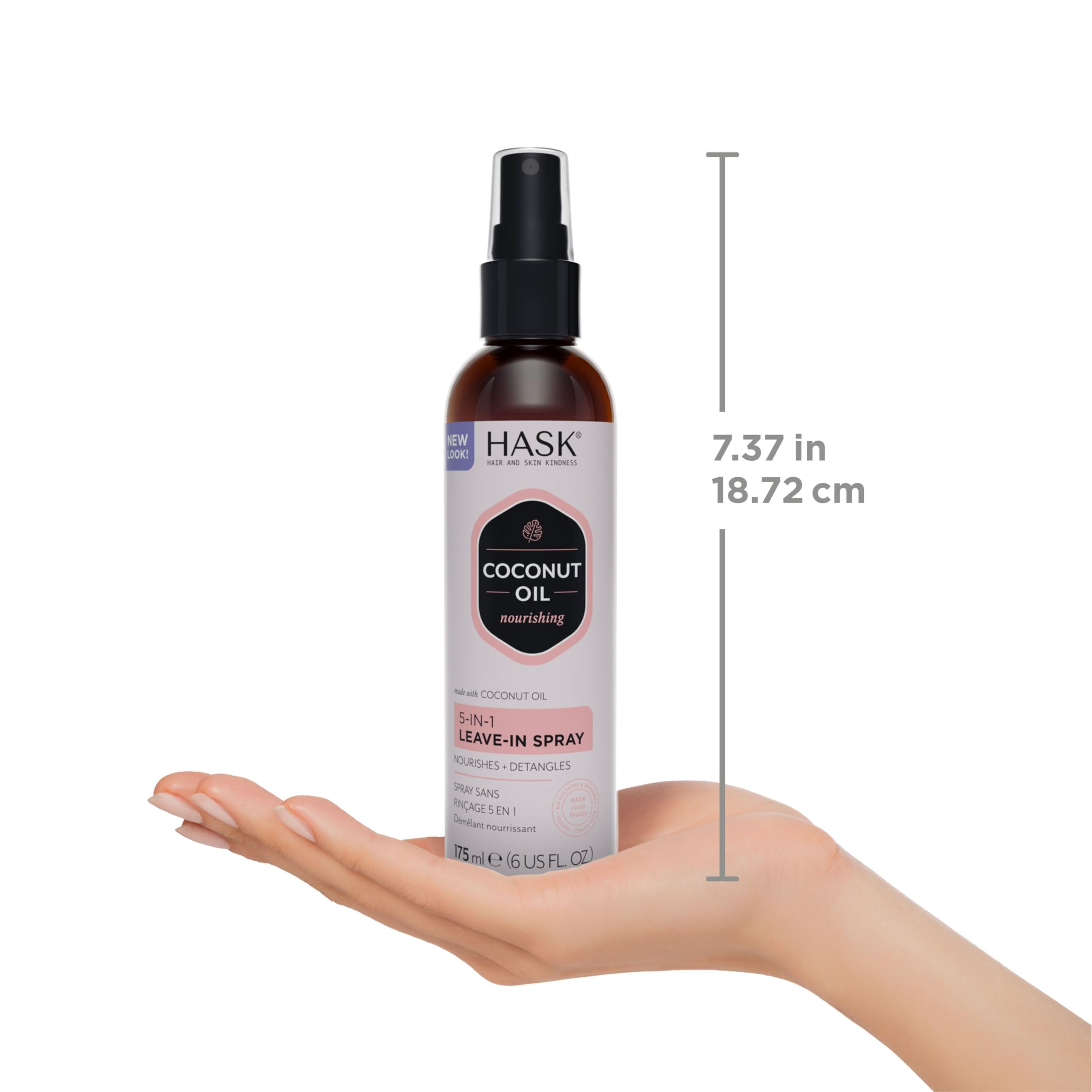 HASK coconut spray adds gentle shine and soft feel without heaviness.