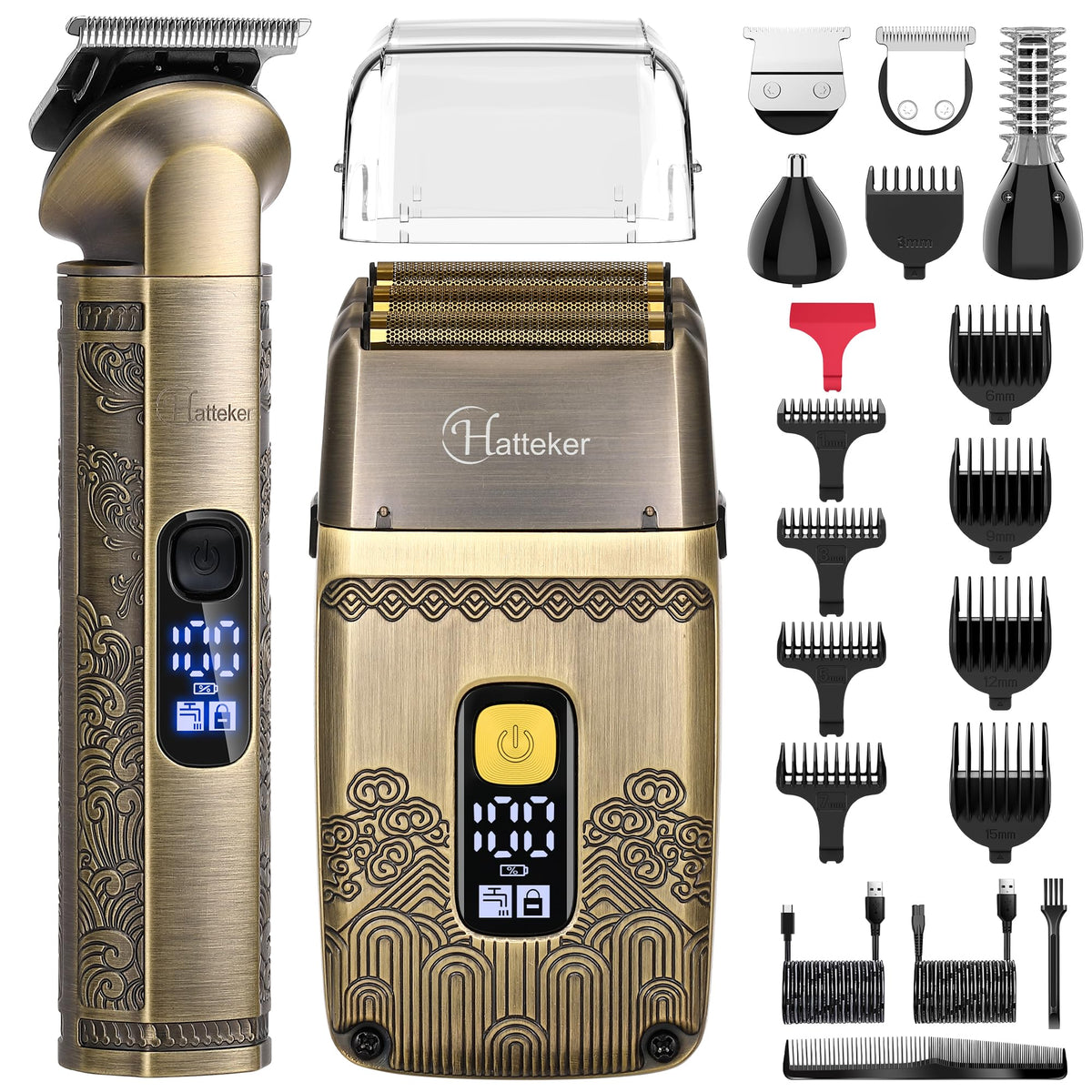 Hatteker professional clipper with guide combs for precise home grooming