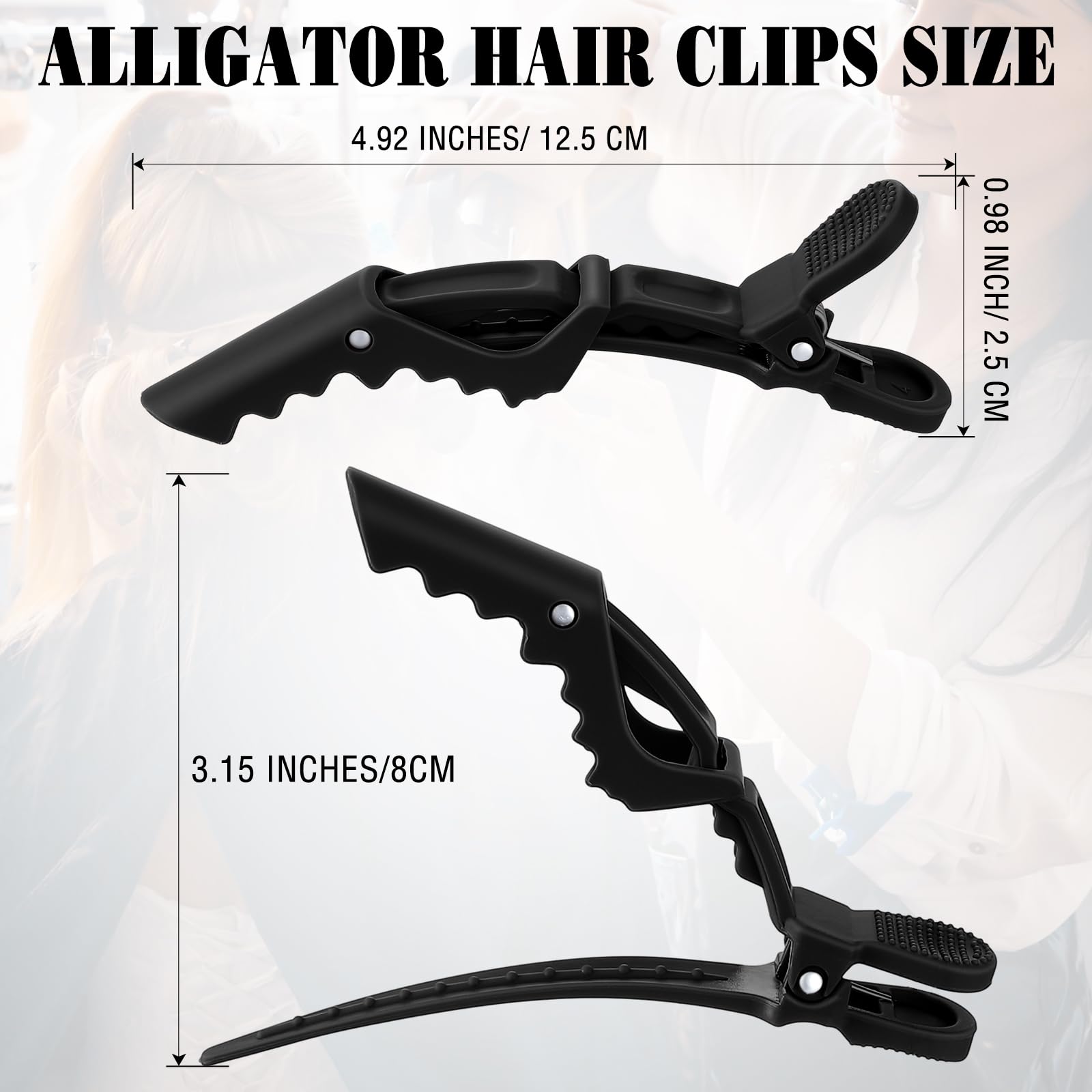 Pinzas Havawish cocodilo negro, agarre firme para pelo fino y rizado.