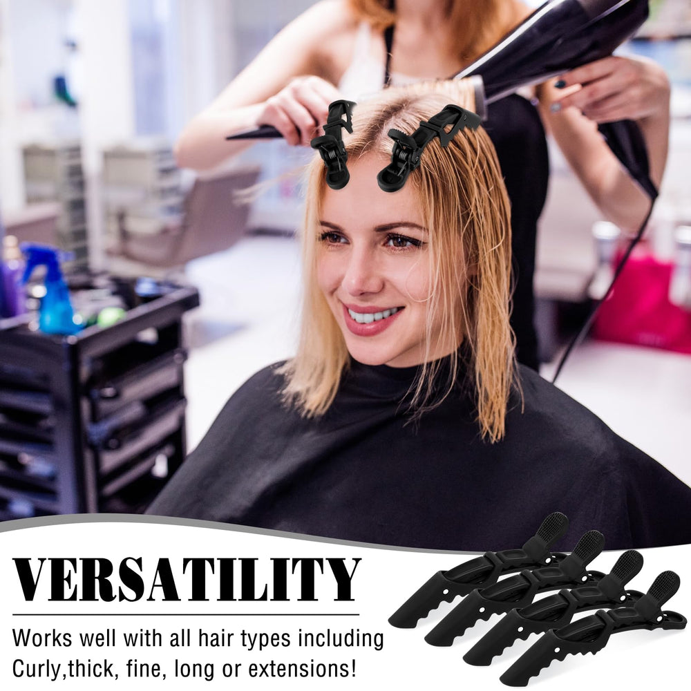Pinzas para cabello Havawish cocodilo negro, versátiles para extensiones y rizos suaves.