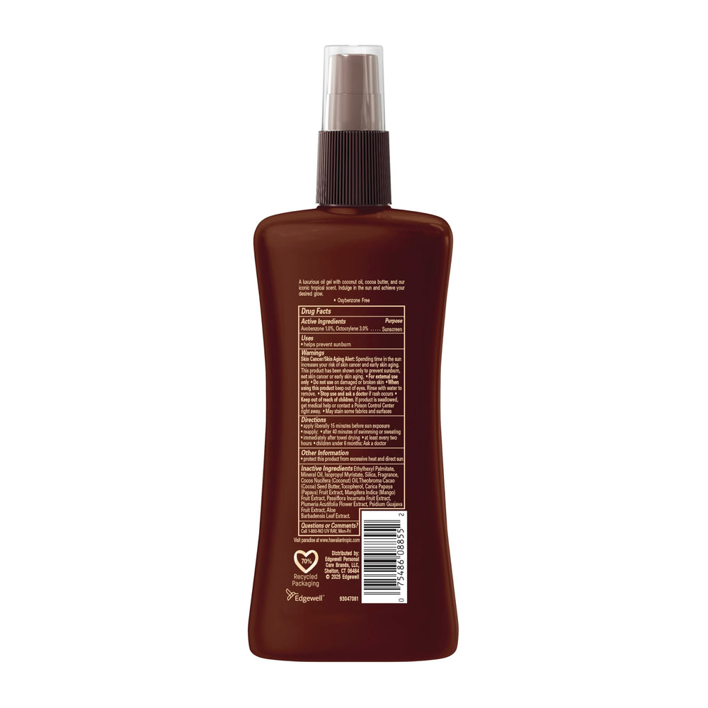Aceite gel suave de Hawaiian Tropic, cobertura uniforme y cómoda.