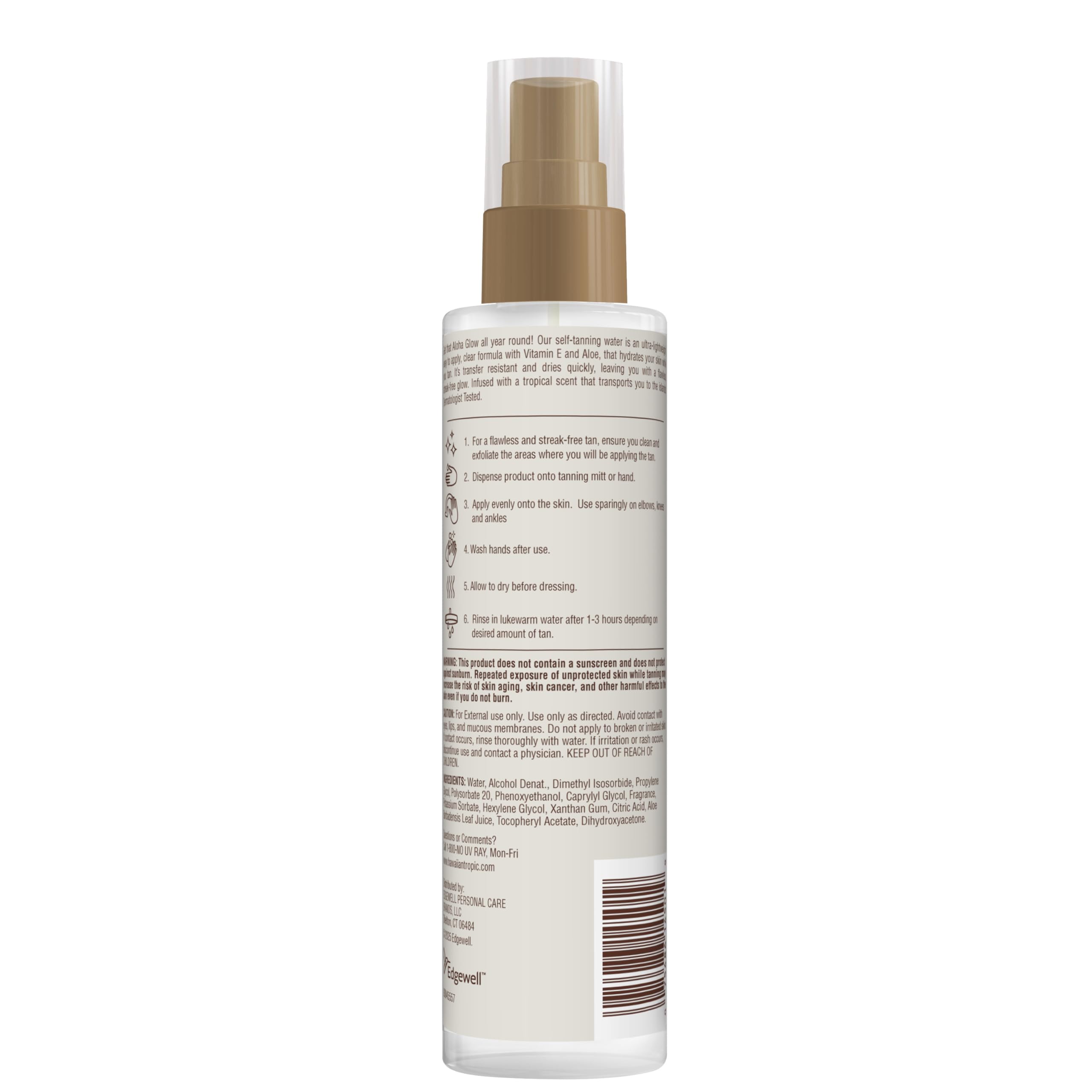 Uso diario fácil para un look bronceado progresivo con Aloha Glow Water.