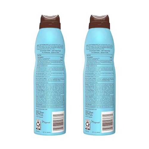 Hawaiian Tropic spray nozzle angled for quick, even coverage.