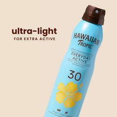 Hawaiian Tropic Island Sport Sunscreen Spray ofrece aplicación rápida y uniforme.