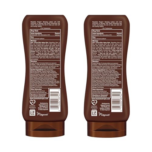 Hawaiian Tropic Island Tanning Lotion texture close-up shows lightweight feel