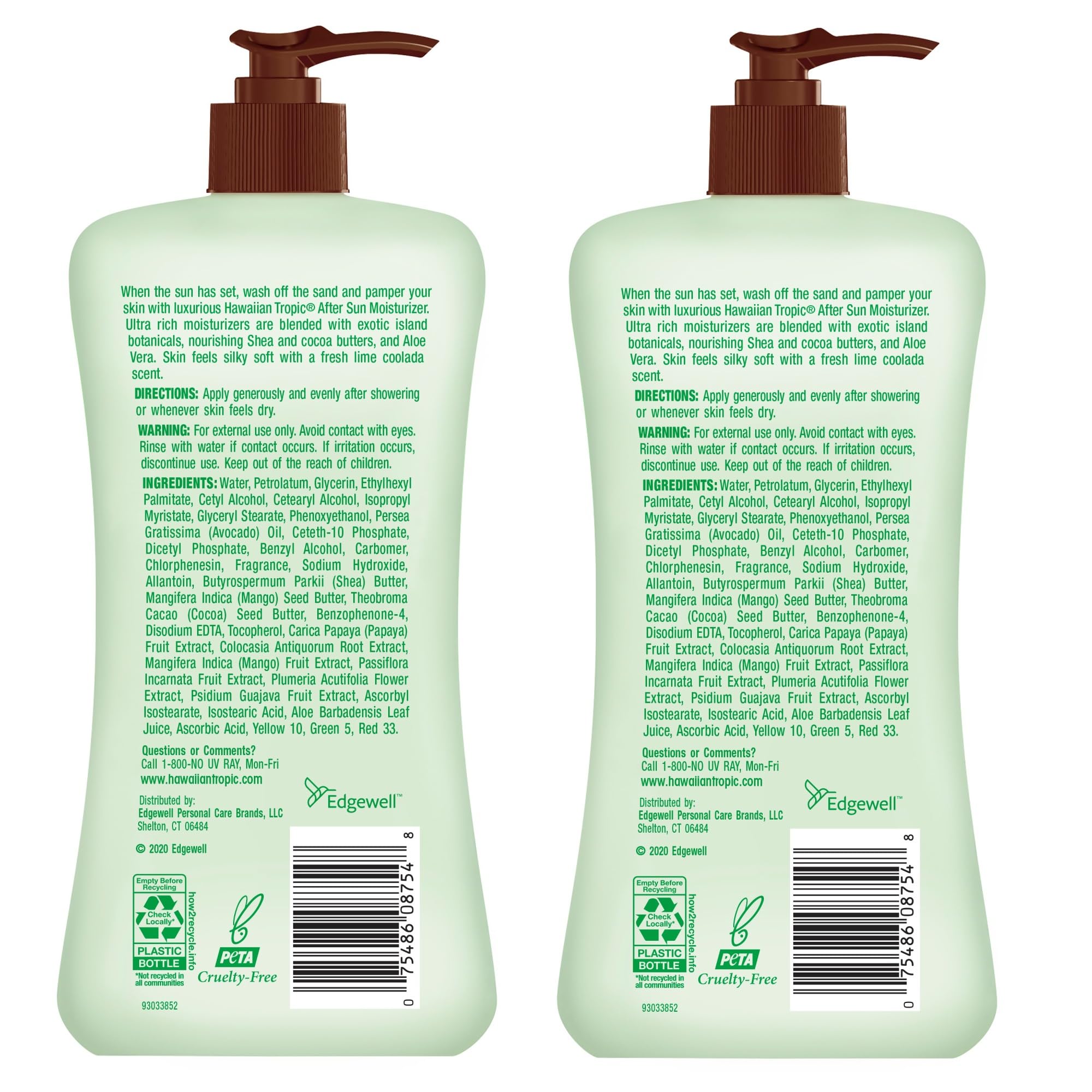 Hawaiian Tropic Lime Coolada pos-sol, mezcla de papaya, mango y plumeria.