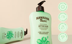 Hawaiian Tropic Lime Coolada pos-sol, textura cremosa se absorbe rápidamente.