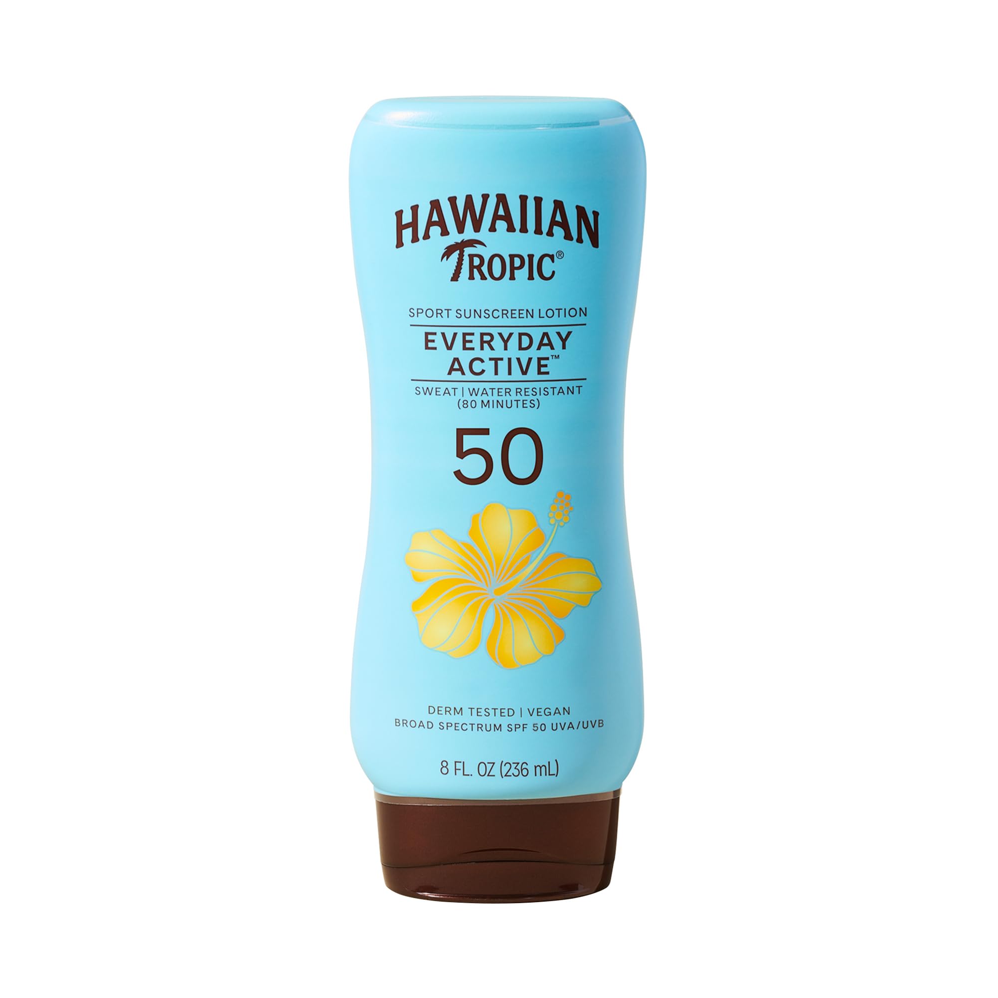 Loción Hawaiian Tropic SPF 50 en botella para uso diario al aire libre