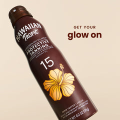 Hawaiian Tropic Protección solar amplia SPF 15 para UVA/UVB.