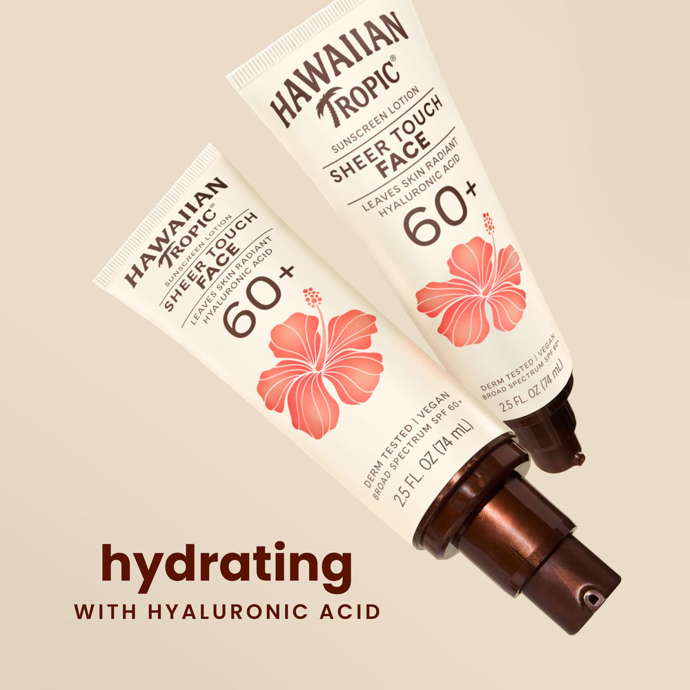 Hawaiian Tropic Sheer Touch Face SPF 60, protección UVA y UVB para el día.