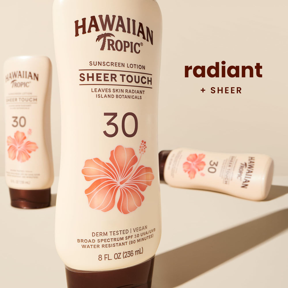 Textura ligera sin grasa de Hawaiian Tropic Sheer Touch para piel fresca