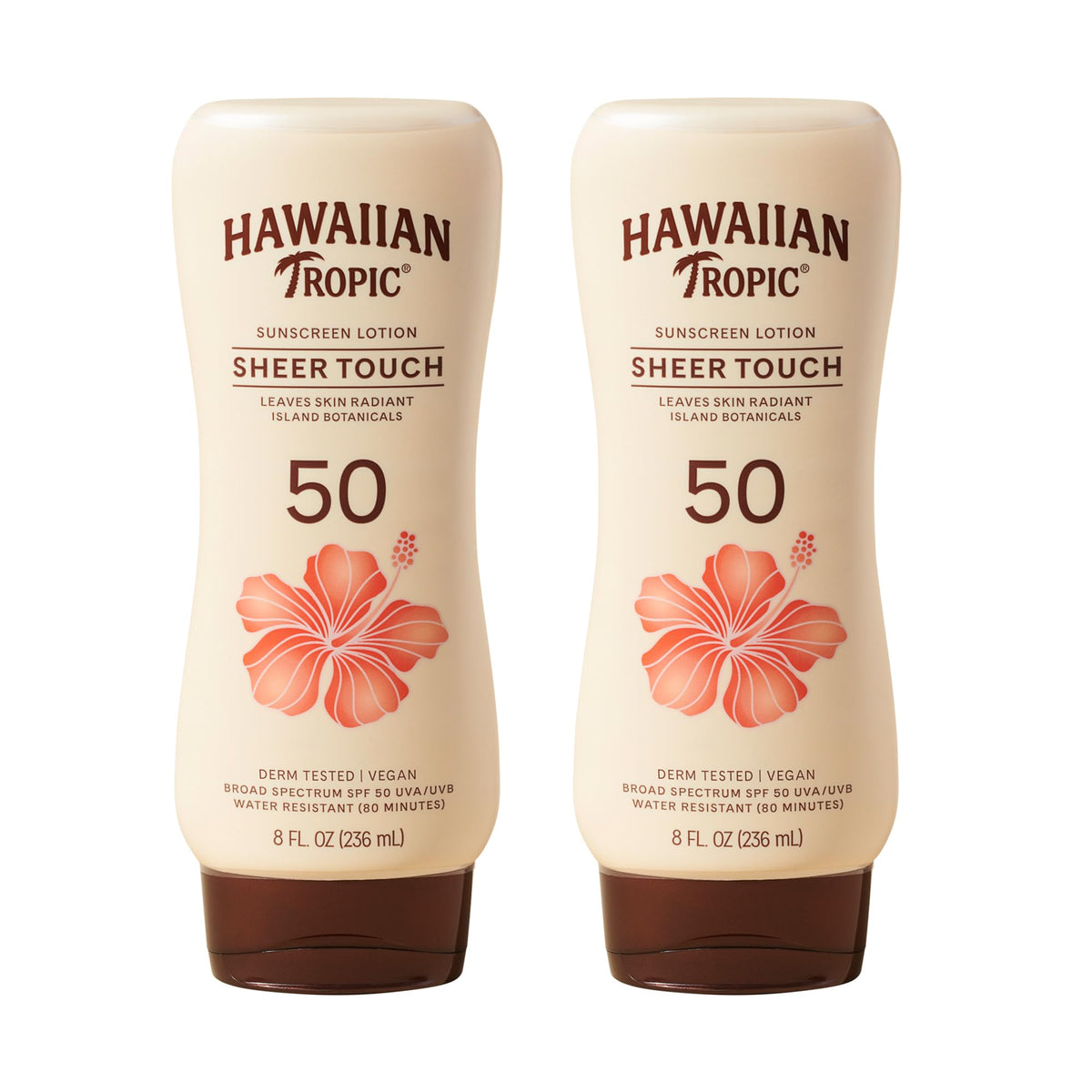 Hawaiian Tropic Sheer Touch Ultra Radiance en botella con protección SPF 50 para piel luminosa