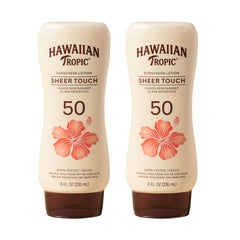 Hawaiian Tropic Sheer Touch Ultra Radiance en botella con protección SPF 50 para piel luminosa