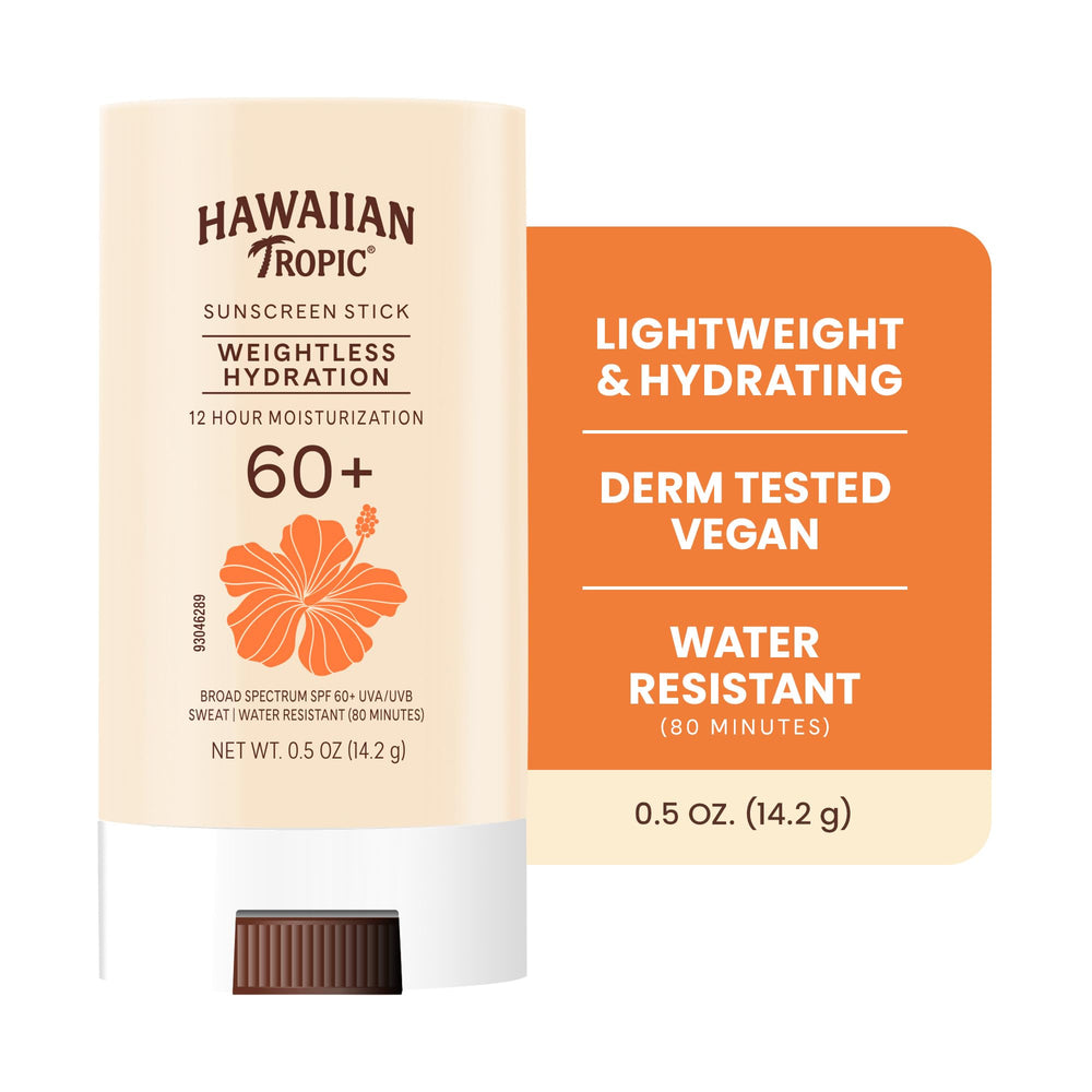 Hawaiian Tropic Stick SPF60 para aplicación corporal, práctico para retoques en movimiento.