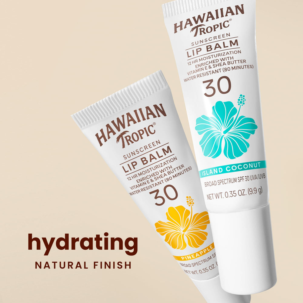Hawaiian Tropic lip sunscreen resists water up to 80 minutes on active days.