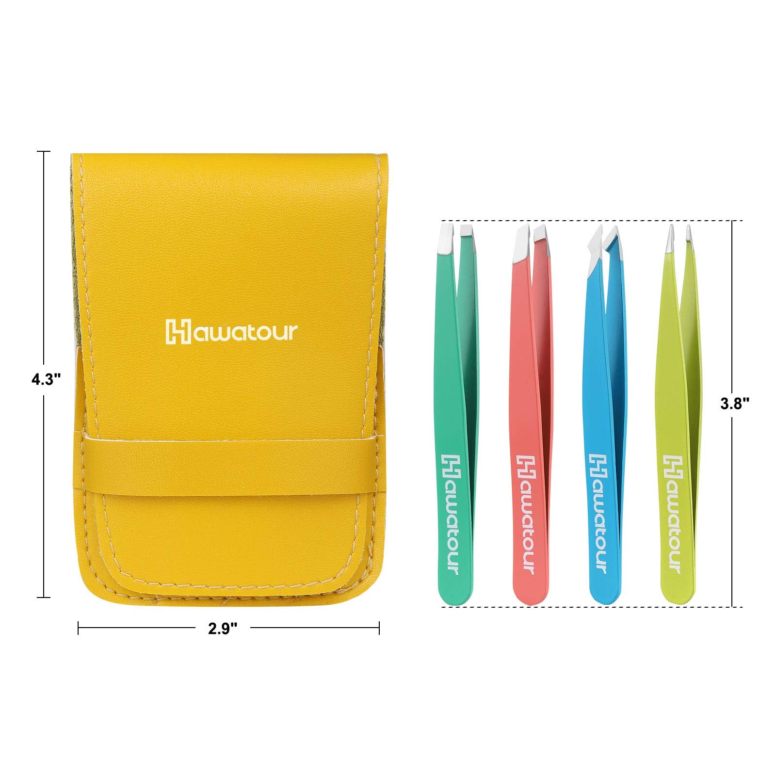 HAWATOUR flat-tip tweezers for broader hair removal.