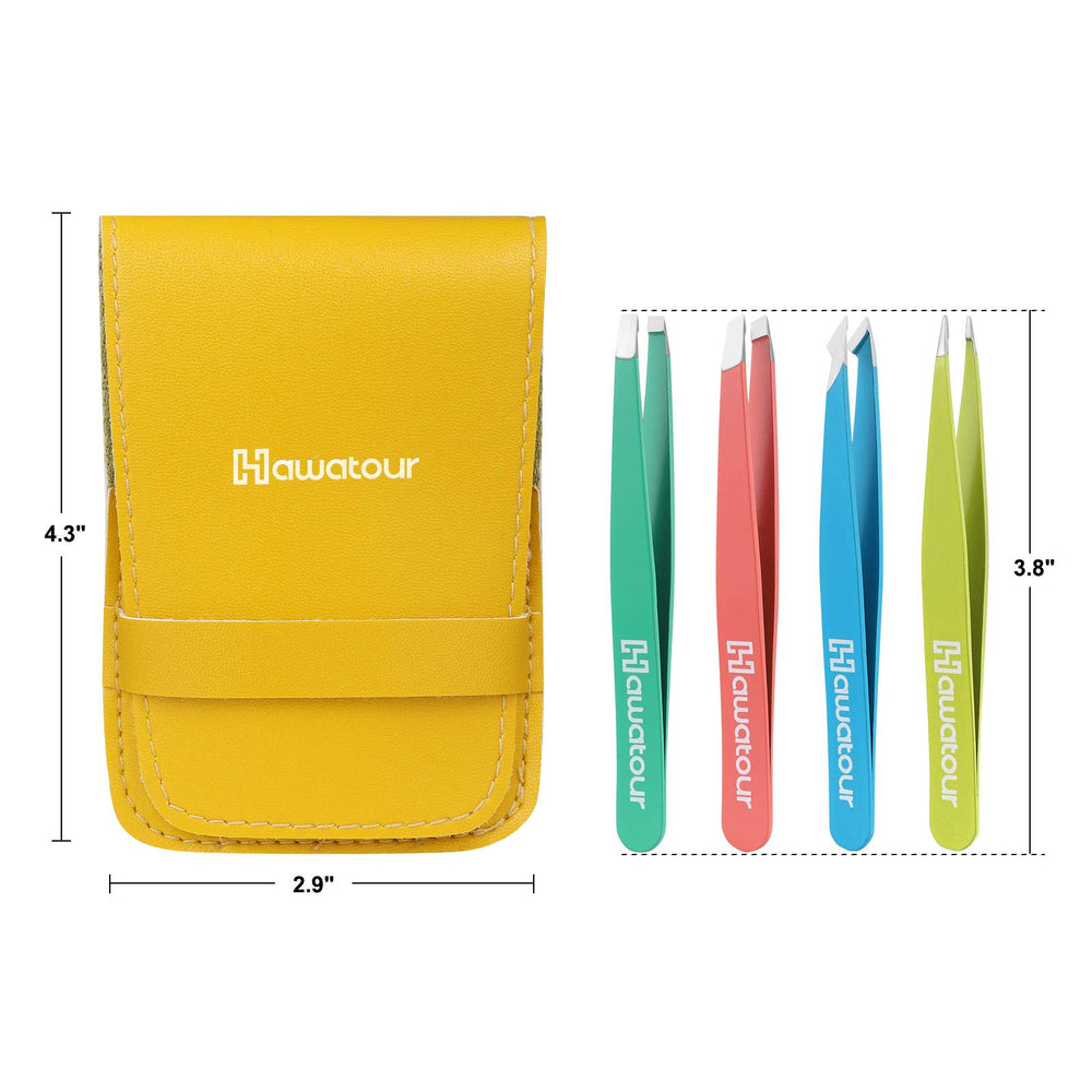 HAWATOUR flat-tip tweezers for broader hair removal.