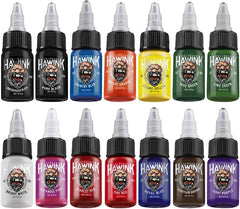 HAWINK tattoo ink bottle close-up showing pure color and smooth absorption.