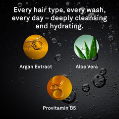 Hawthorne All Day Men's Shampoo label close-up highlights sulfate-free formula benefits
