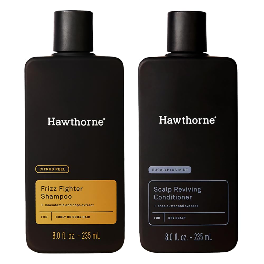 Hawthorne Ultra Nourishing Shampoo bottle promotes sulfate-free hydration for curly hair.