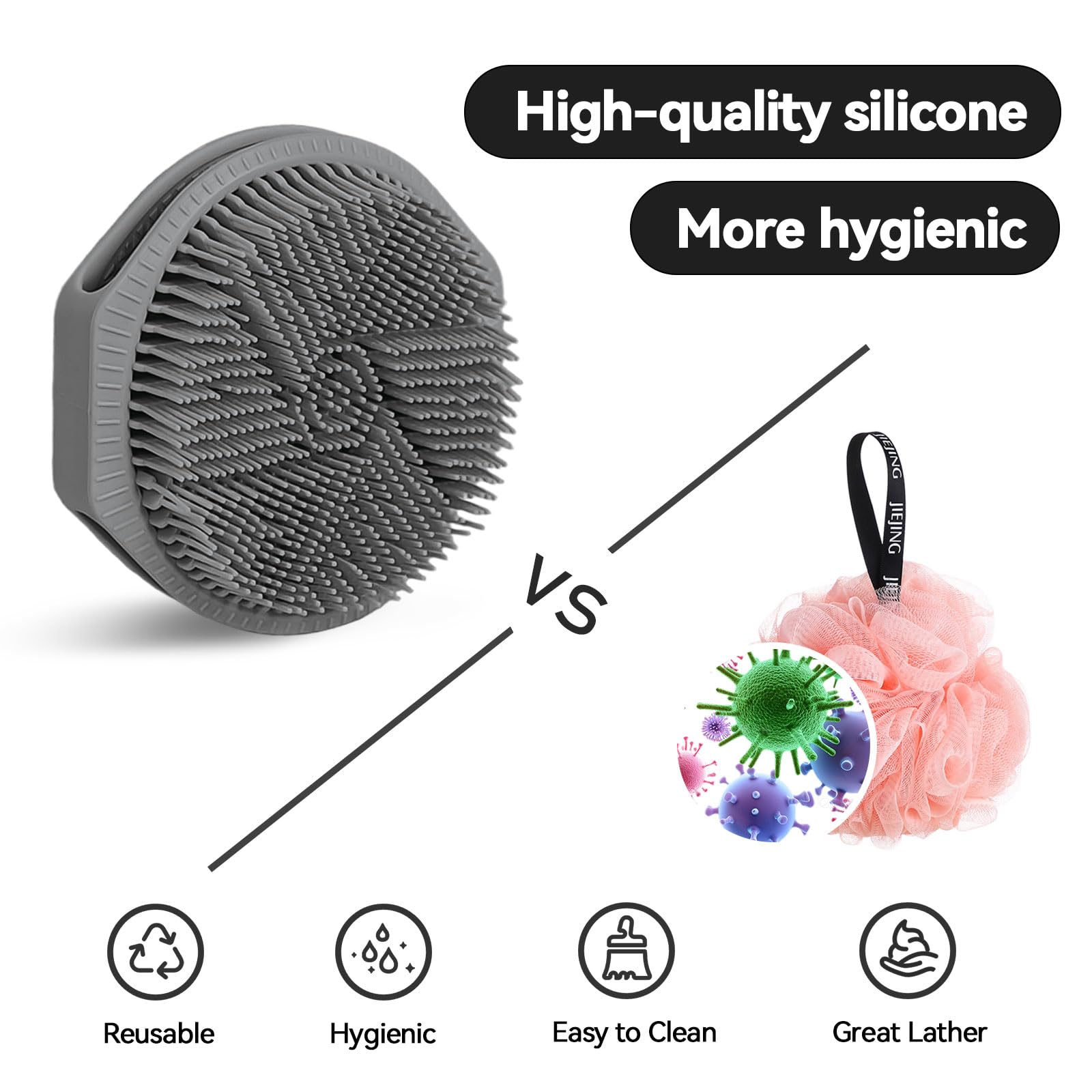 HAYSNA compact silicone scrubber fits gym bags for travel use.