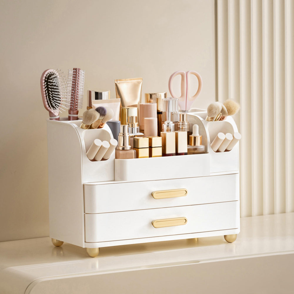 HBlife makeup organizer 2-drawers neatly stores cosmetics