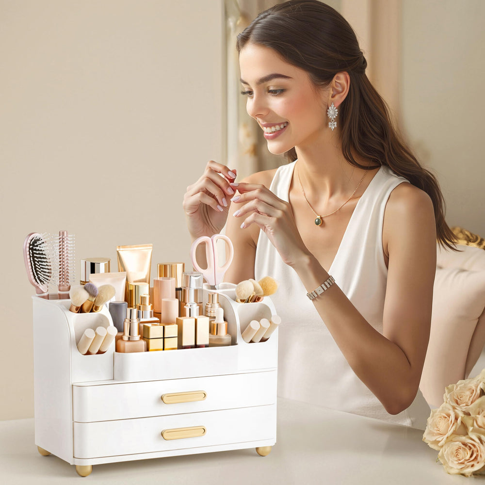 HBlife makeup organizer assembled on desk ready for use