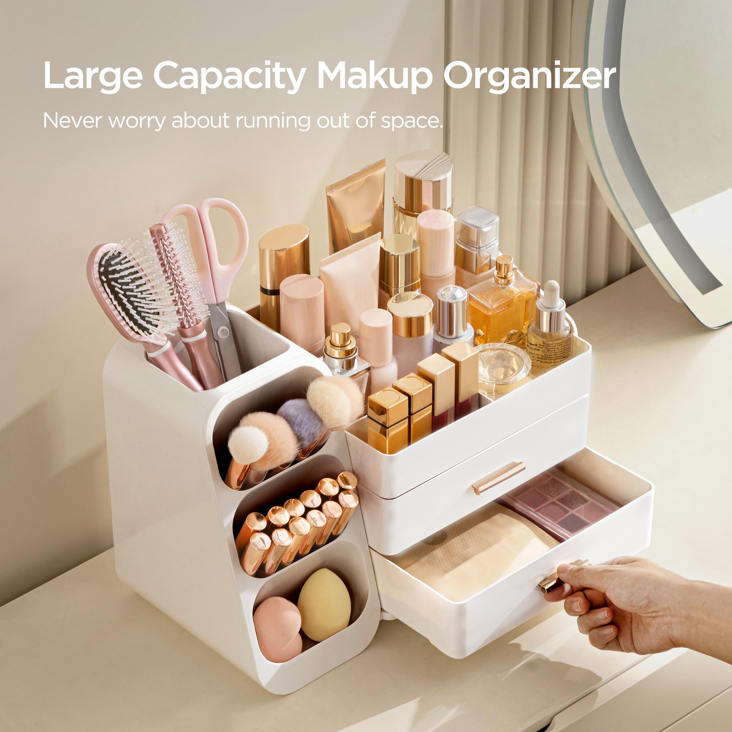 HBlife vanity storage doubles as skincare and jewelry organizer.