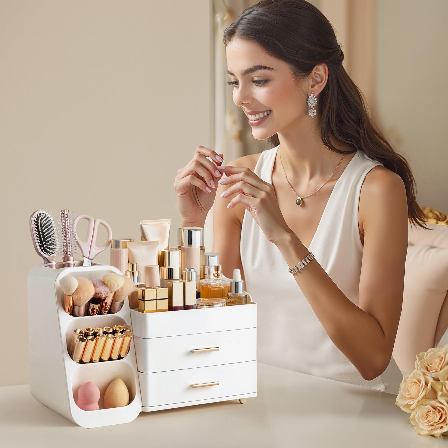 HBlife makeup organizer makes a practical gift for busy professionals.