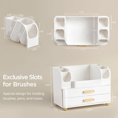 HBlife makeup organizer side slots hold brushes and tubes for quick access