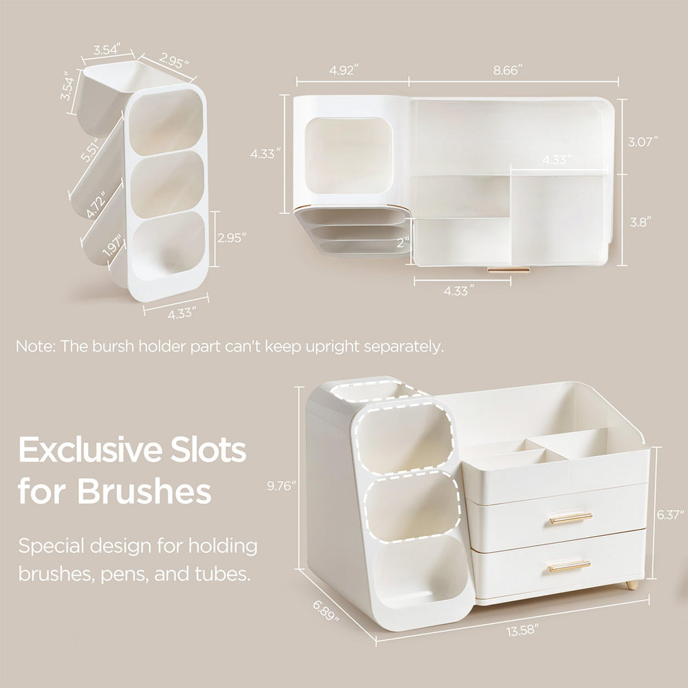HBlife left-brush-slots provide tidy tool storage for mornings.