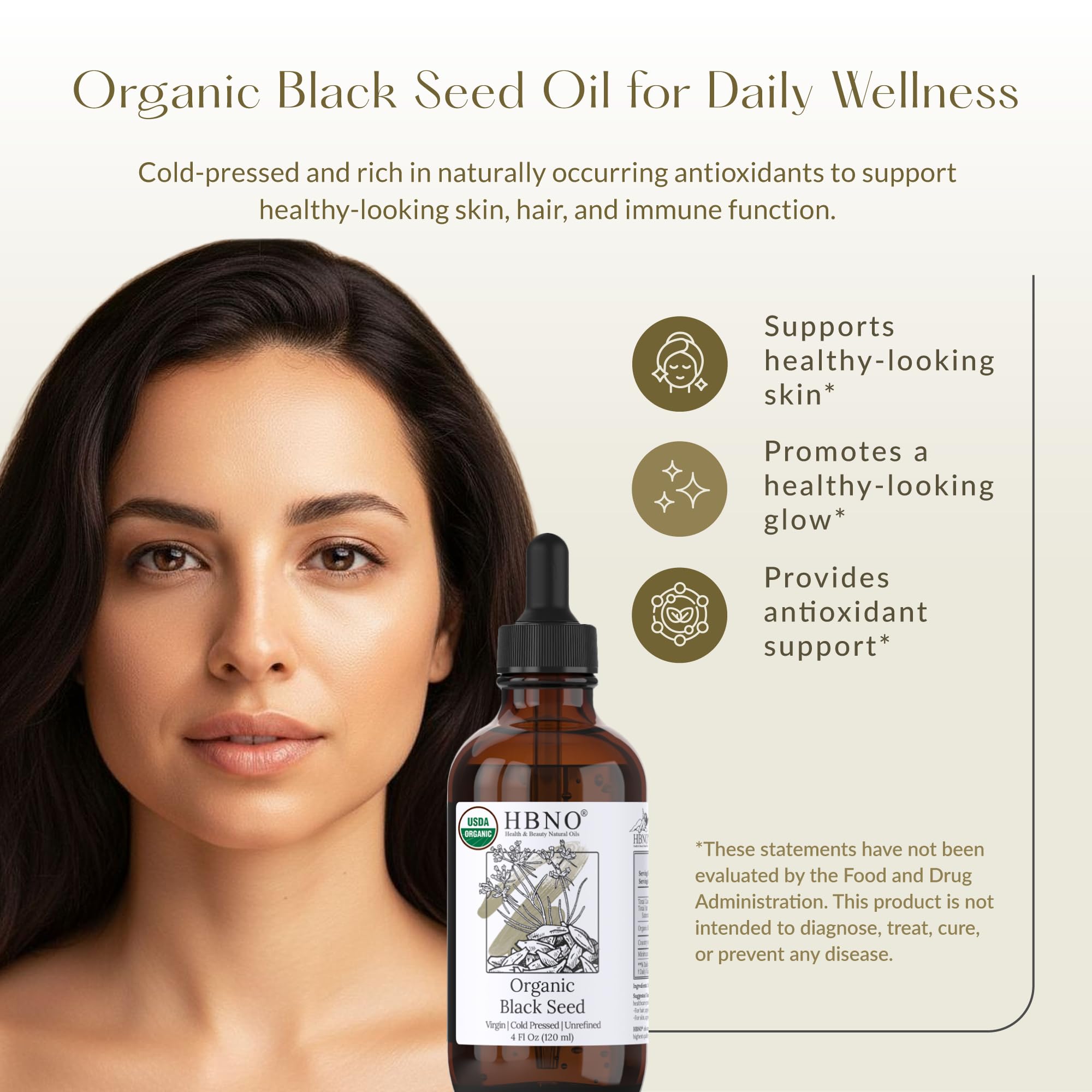 HBNO aceite de semilla negra, uso facial suave y absorbente