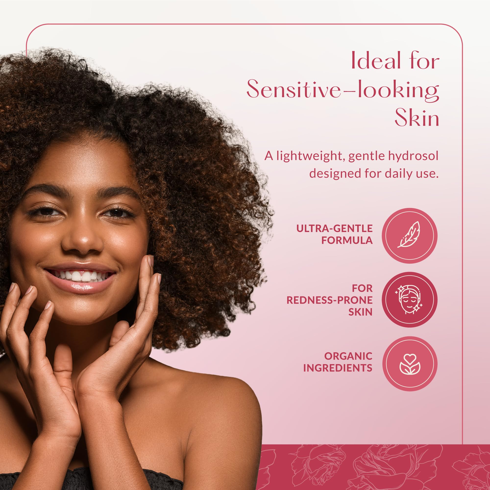 HBNO agua de rosas orgánica, aroma floral suave para spa en casa.