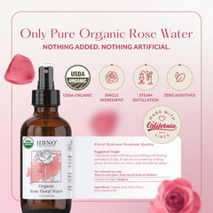 HBNO agua de rosas orgánica, atomizador, fijar maquillaje y refrescar.