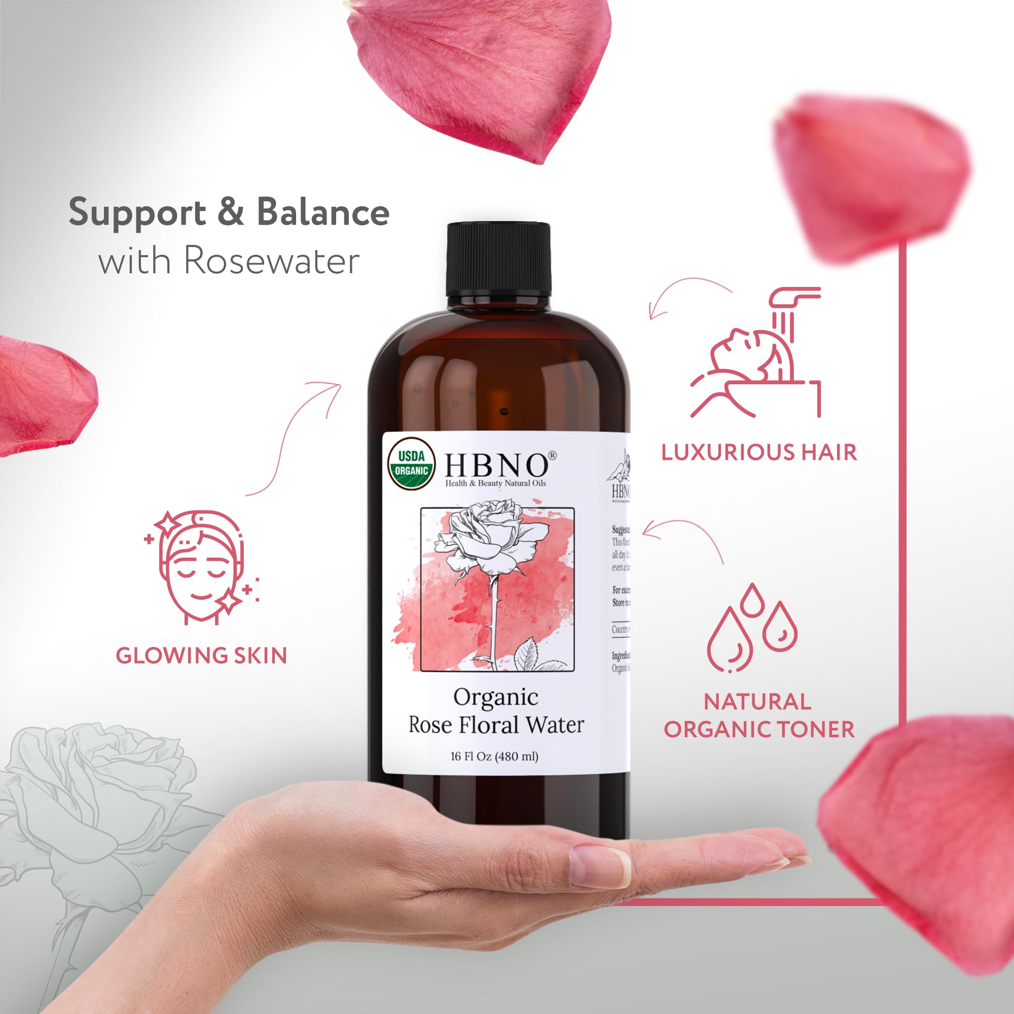 HBNO bruma facial de rosas, aroma floral para refrescar la piel
