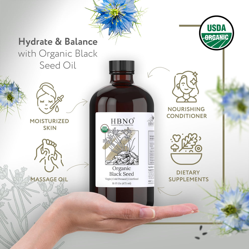 HBNO Black Seed Oil in amber glass bottle preserves freshness and potency
