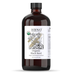 HBNO Organic Black Seed Oil 16oz bottle for versatile skin and hair care