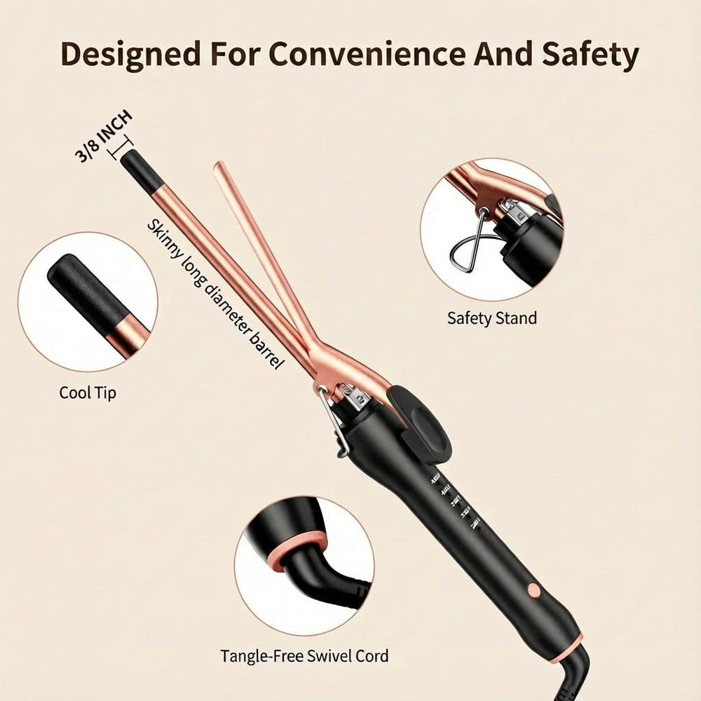HCAH lightweight travel-friendly curling iron fits in bags.