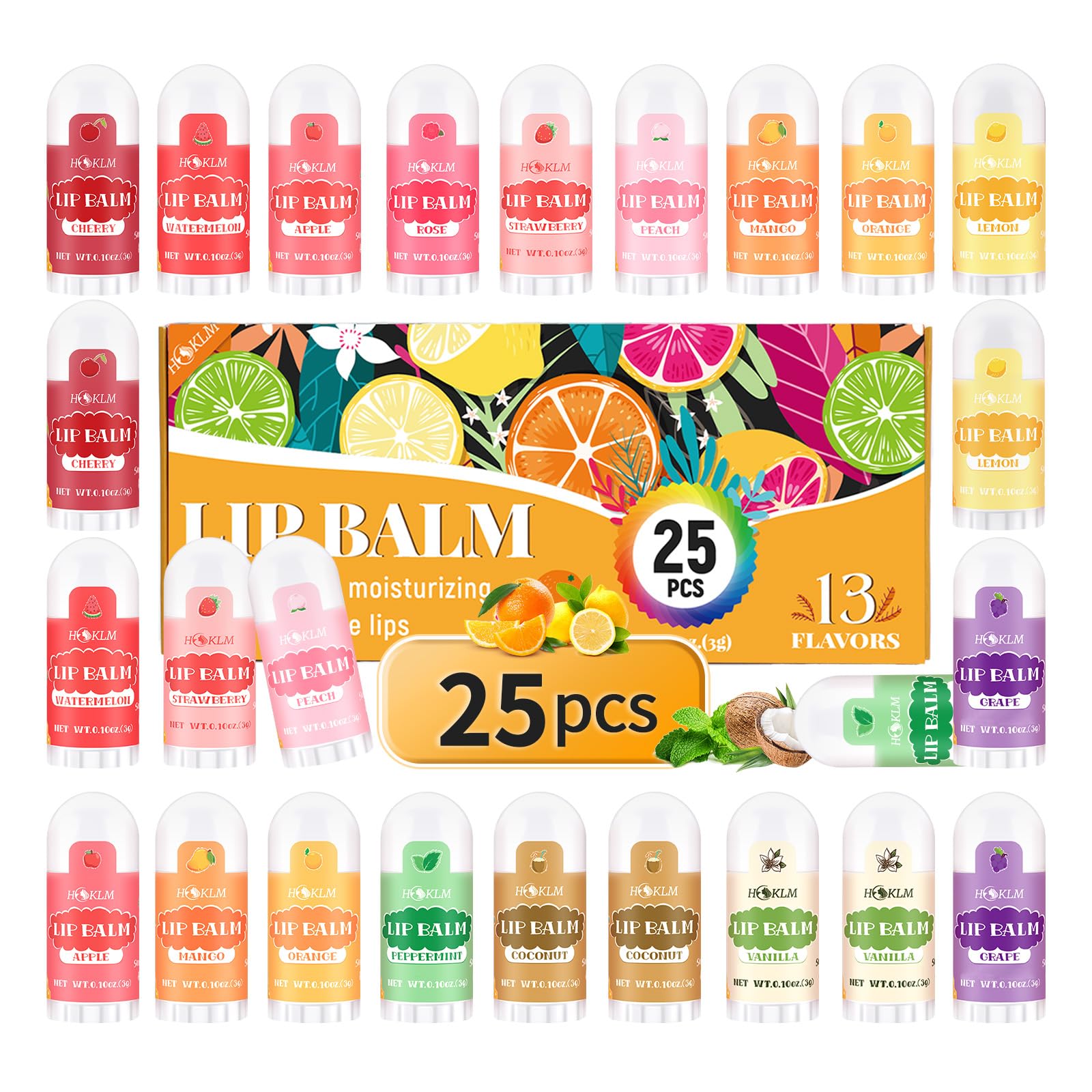 HCKLM mini lip balm 25-pack flavor variety for daily lip care