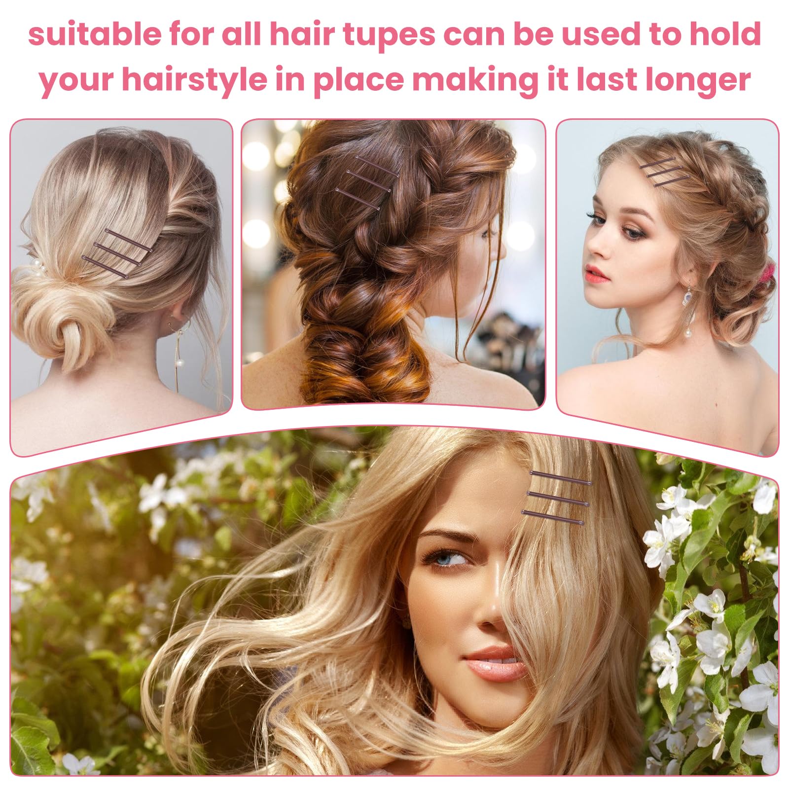 HCYPCV pinzas para cabello mini, color marrón, compatibles con todos los estilos.