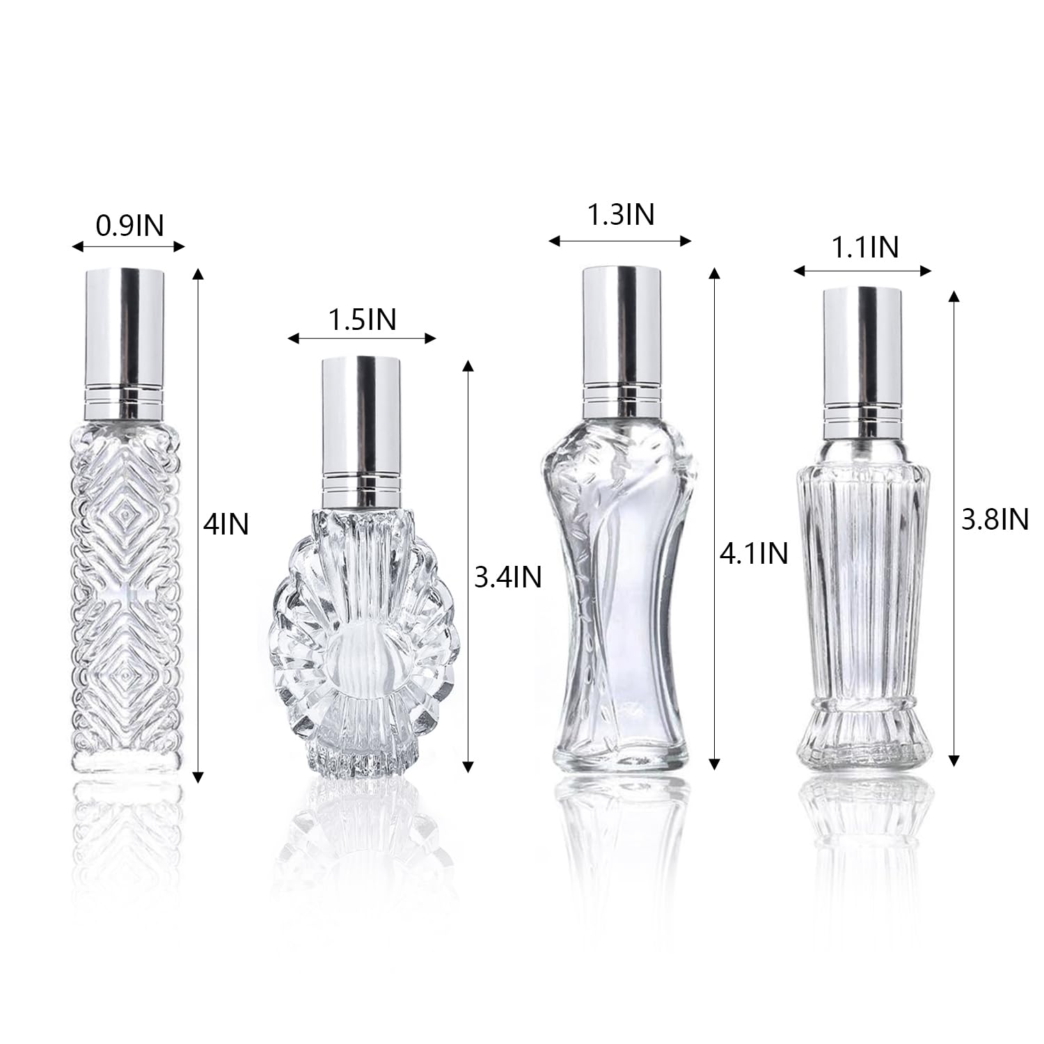 Clear glass finish shows fragrance color at a glance for quick ID.