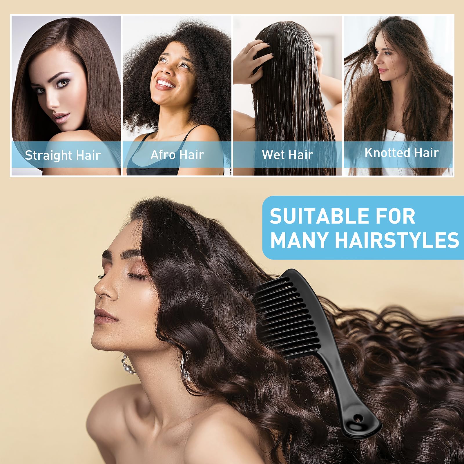 HDAJY black large thickened comb designed for thicker hair.