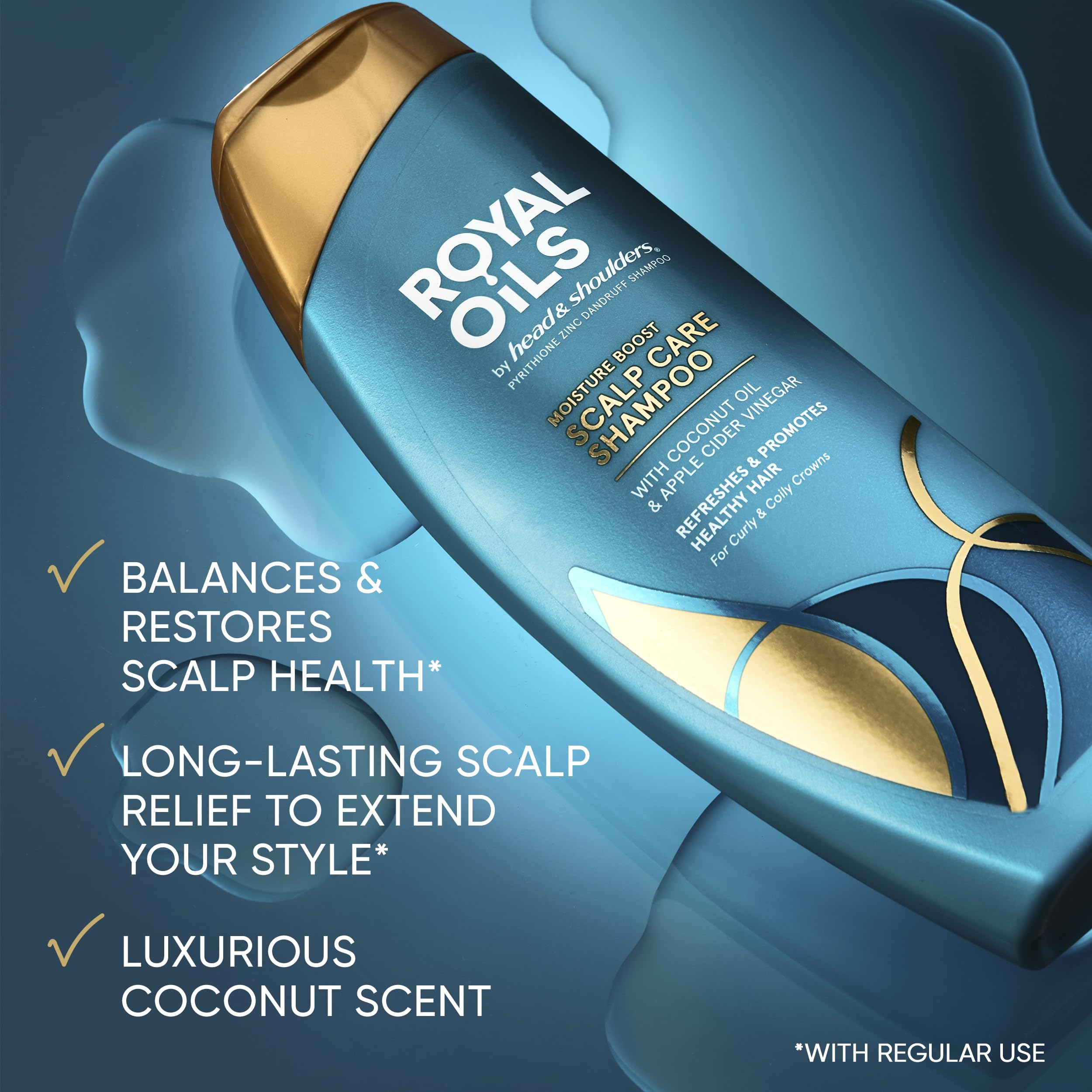 Head & Shoulders Royal Oils conditioner bottle ready to nourish curly hair